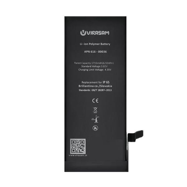 باتری موبایل ویراسام مدل iP6s با ظرفیت ۱۷۱۵ میلی آمپر ساعت مناسب برای گوشی موبایل اپل مدل iPhone 6s باتری موبایل ویراسام مدل iP6s با ظرفیت ۱۷۱۵ میلی آمپر ساعت مناسب برای گوشی موبایل اپل مدل iPhone 6s