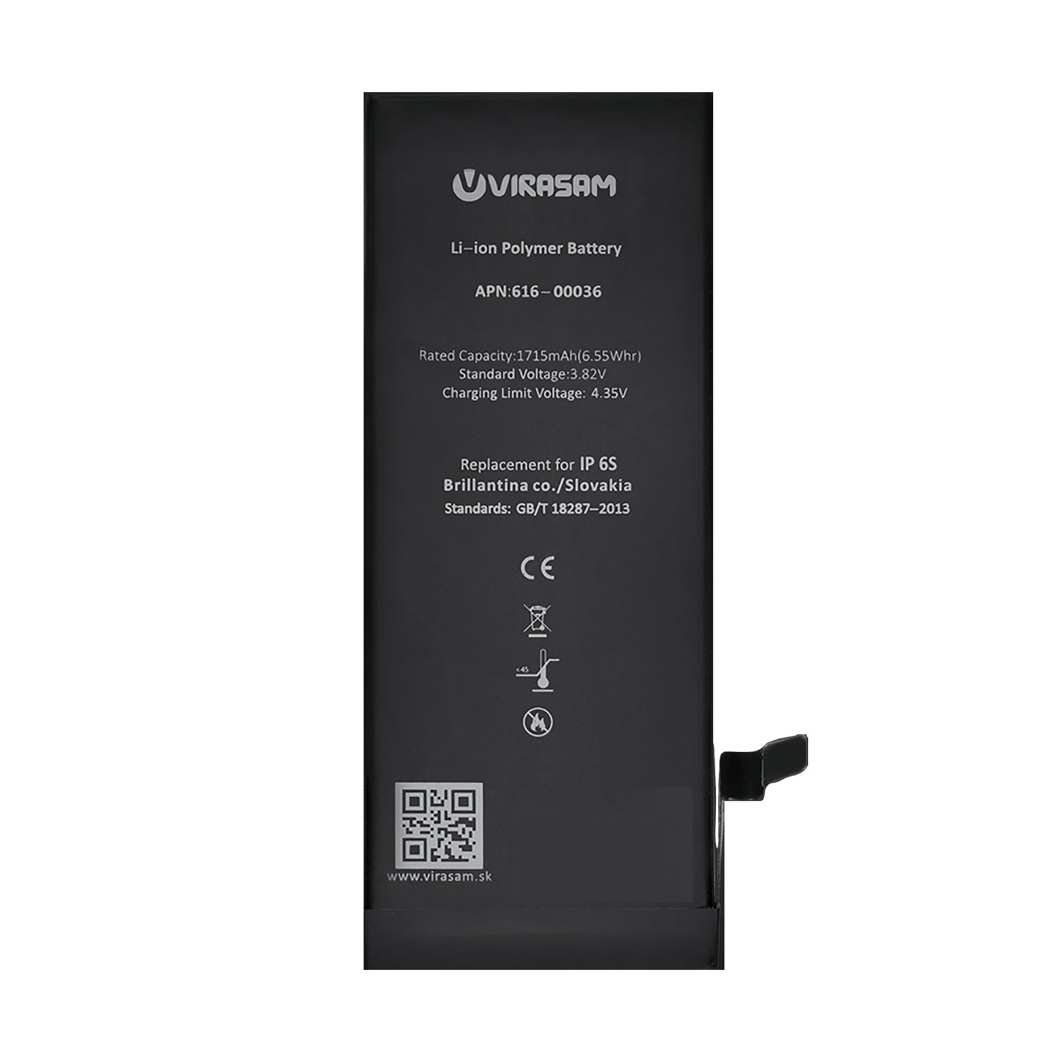 باتری موبایل ویراسام مدل iP6s  ظرفیت ۱۷۱۵ میلی آمپر ساعت مناسب برای گوشی موبایل اپل  iPhone 6s