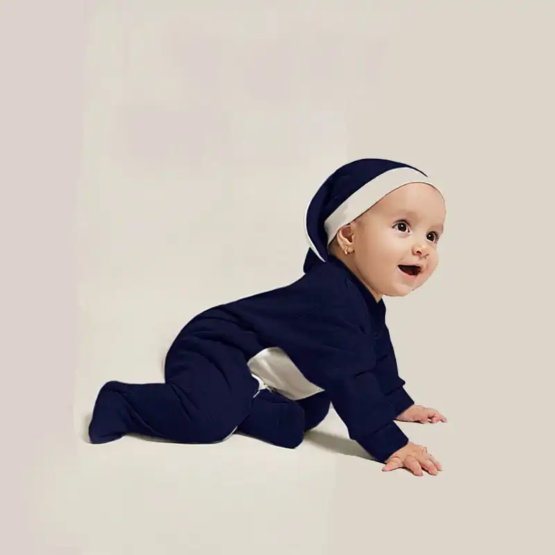 ست سرهمی و کلاه نوزادی مدل خرگوشی رنگ سرمه ای