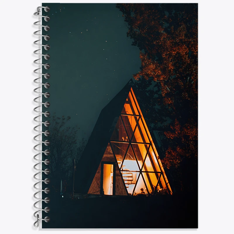 دفتر زبان 50 برگ خندالو مدل دو خط طرح کلبه در جنگل کد F5265