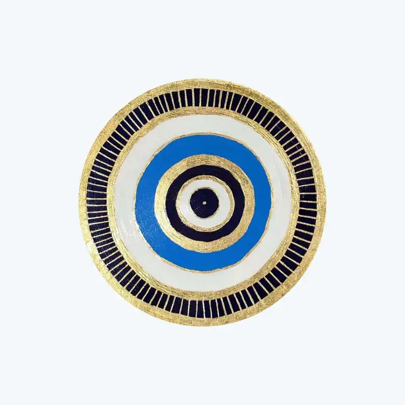 بشقاب دیوارکوب سفالی طرح چشم نظر