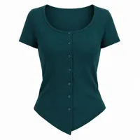 کراپ بلوز آستین کوتاه یقه گرد زنانه مدل F003