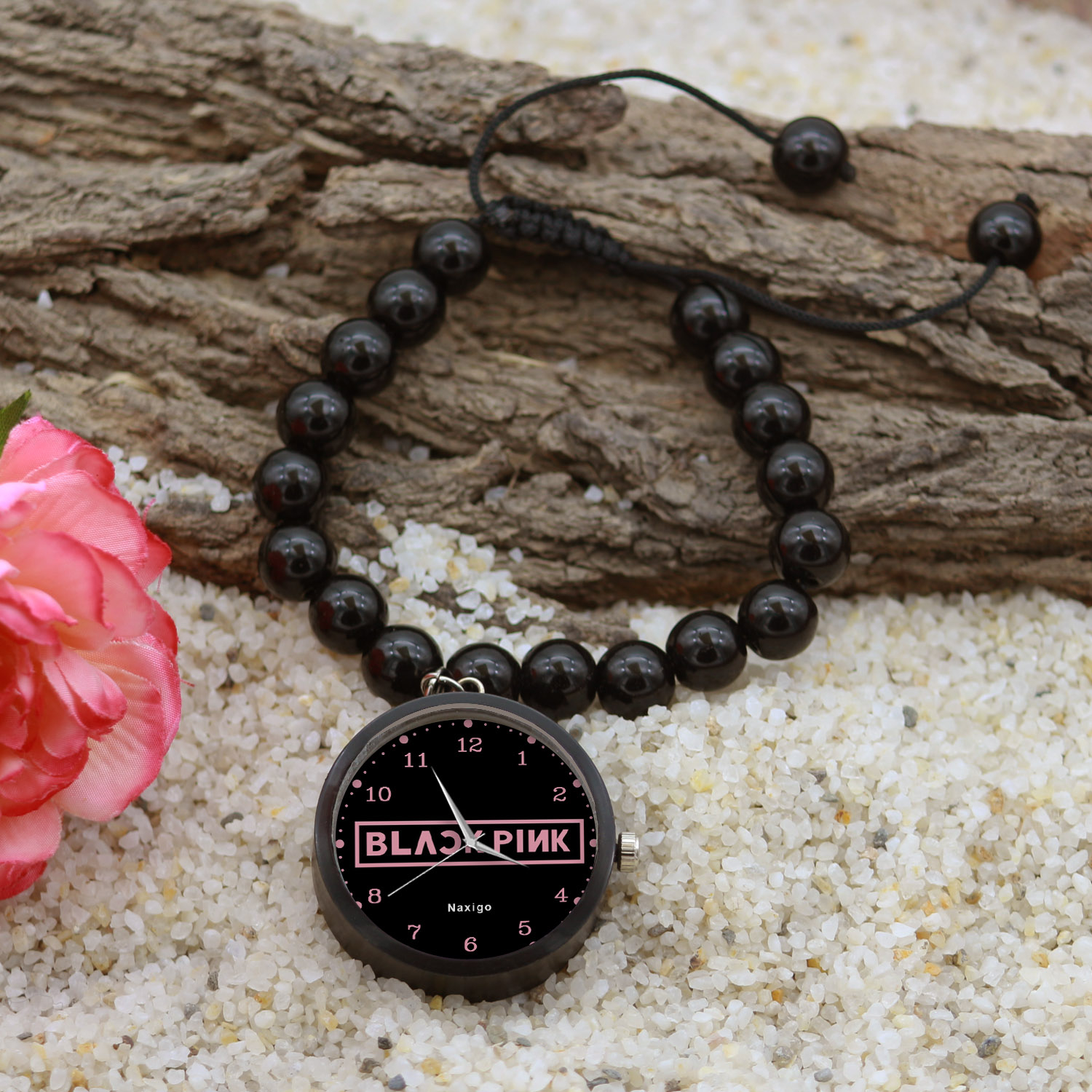 ساعت مچی عقربه ای ناکسیگو مدل بلک پینک کد BF11836
