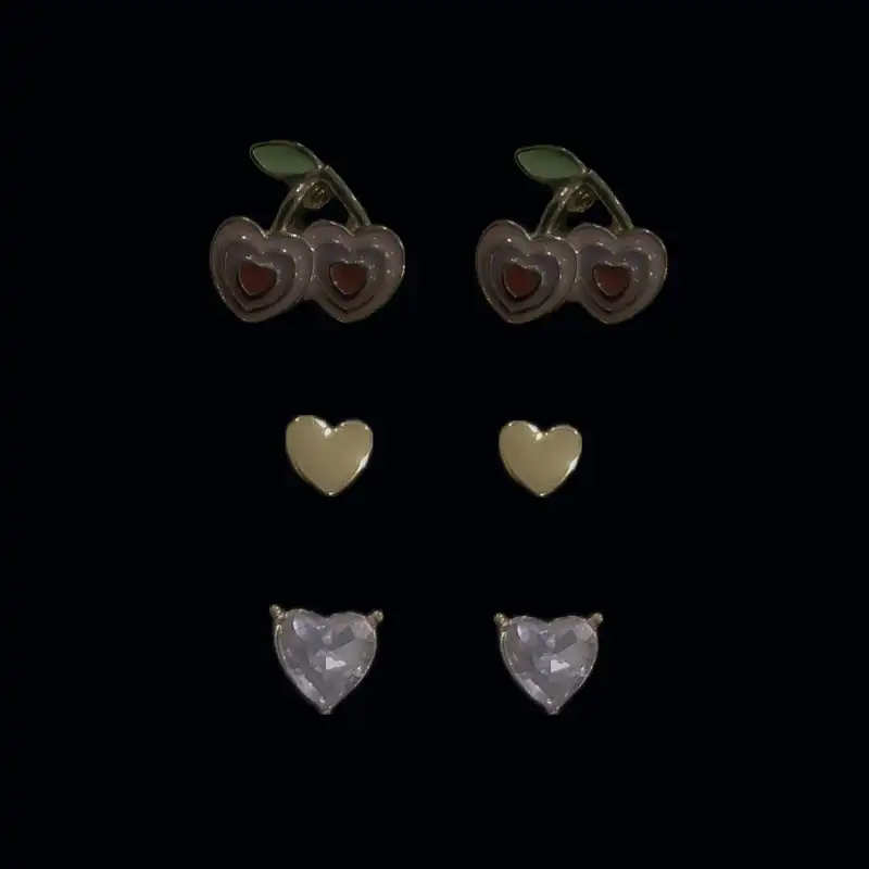 گوشواره زنانه مدل گیلاسی بسته ۳ عددی