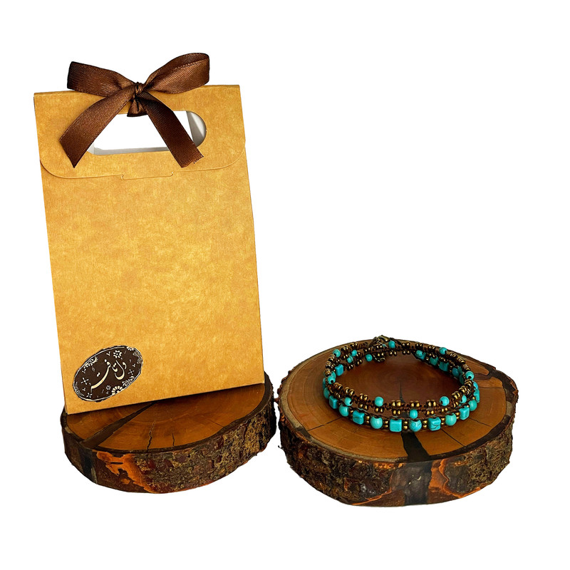 پابند زنانه دل تافته مدل پیچ چرمی فیروزه کد A31