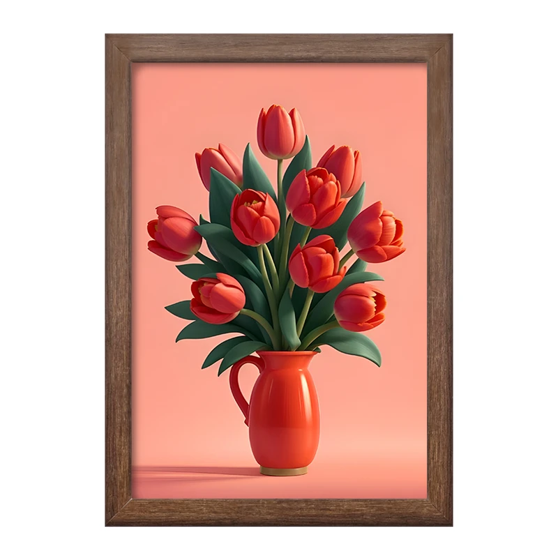 تابلو خندالو طرح گلدان گل لاله کد F11185