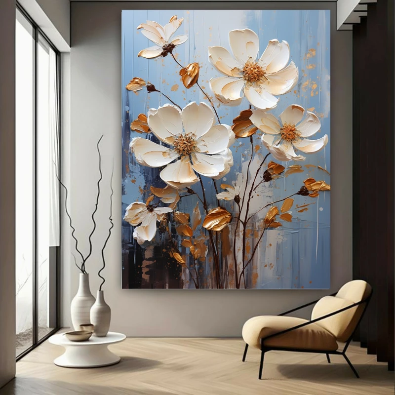 تابلو بوم طرح نقاشی گل مدل شکوفه برجسته کد FP106134