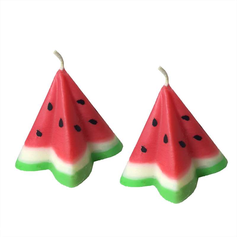 شمع دست ساز مدل هندوانه مجموعه دو عددی