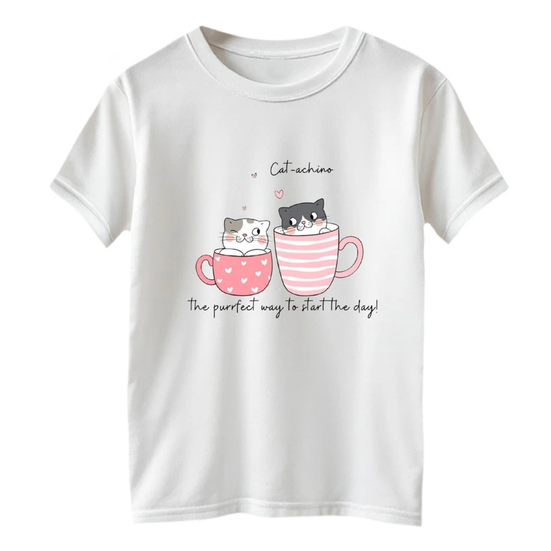 تی شرت آستین کوتاه بچگانه مدل گربه ها و فنجون