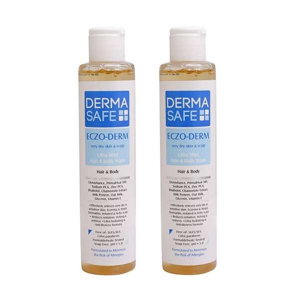 شامپو تقویت کننده و ترمیم کننده مو درماسیف مدل ECZO DERM حجم 200 میلی لیتر مجموعه 2 عددی