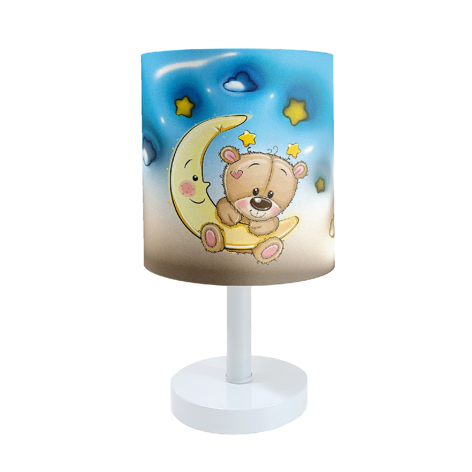 آباژور و لوستر کودک طرح خرس و ماه مدل LBR-SET-005 به همراه ساعت و روبالشی