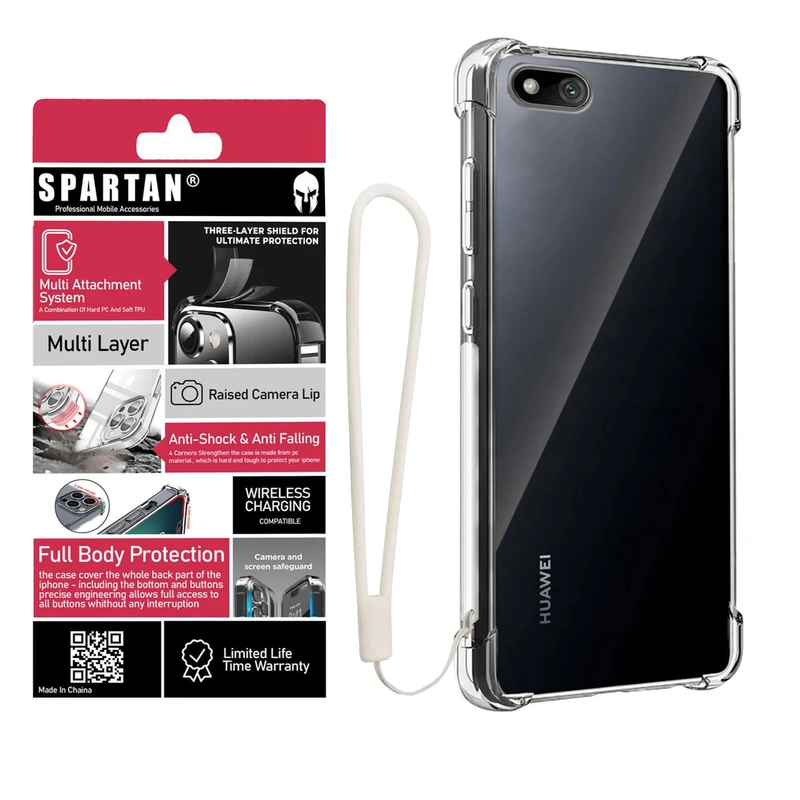 کاور اسپارتان مدل Airbag Strap مناسب برای گوشی موبایل هوآوی Y5 2018/ Y5 Prime 2018/ Y5 Lite 2018 به همراه بندآویز