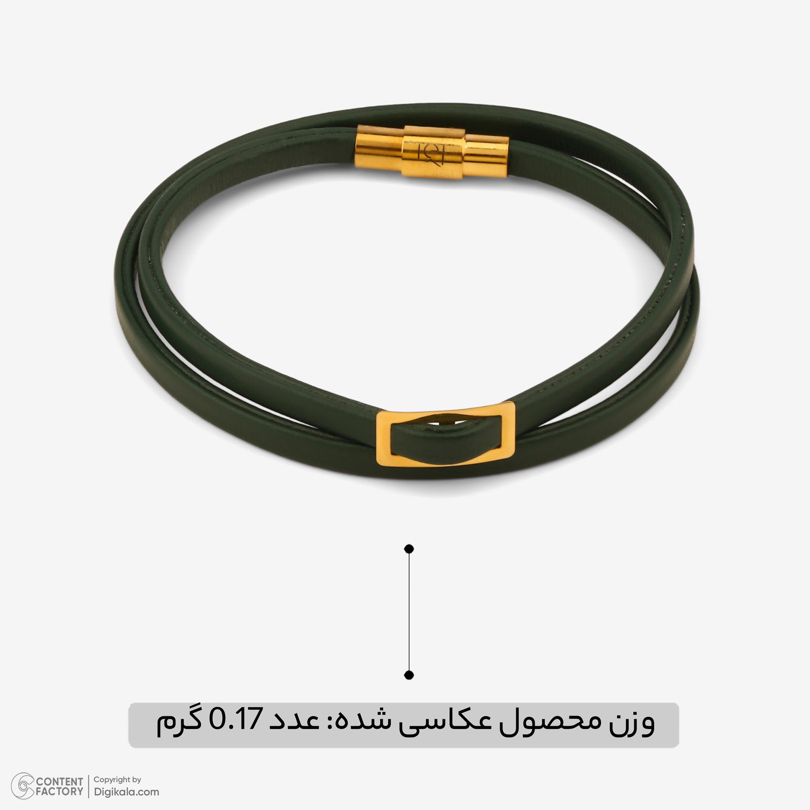 دستبند طلا 18 عیار زنانه با بند چرمی وی گالری مدل مستطیل کد LBB6081 -  - 8