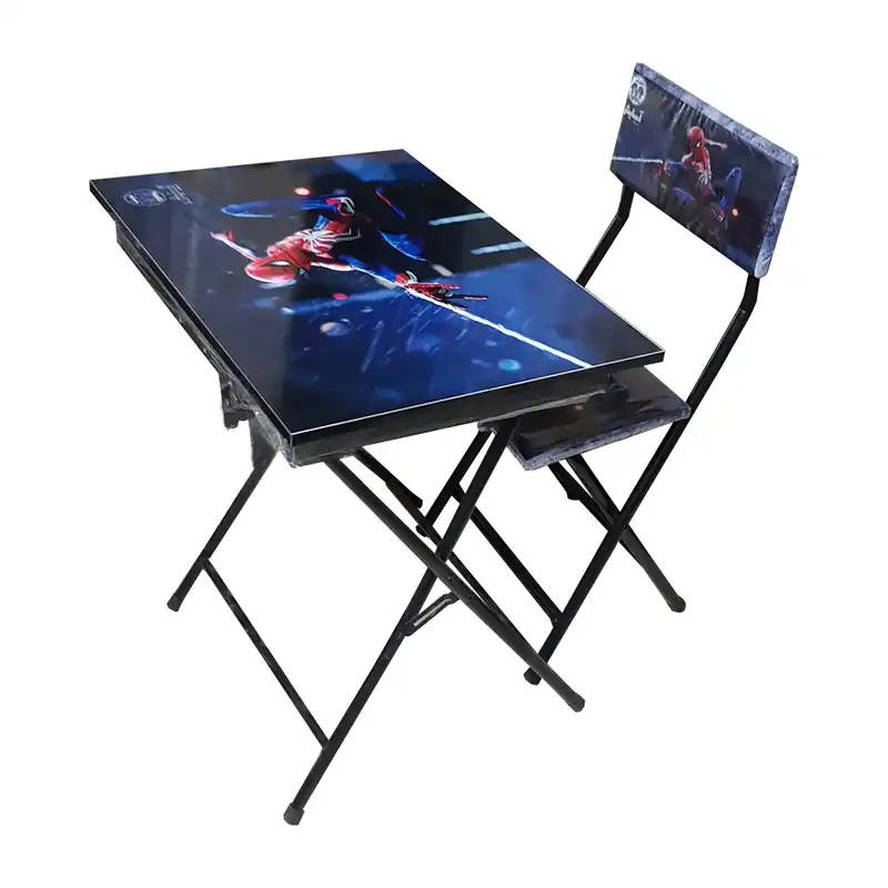 ست میز تحریر و صندلی آسایش مدل تاشو نرمال طرح مرد عنکبوتی