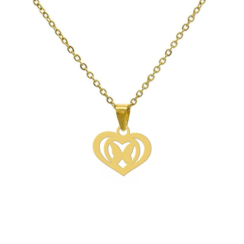 گردنبند زنانه هایکا مدل قلب و پروانه کد ha 22