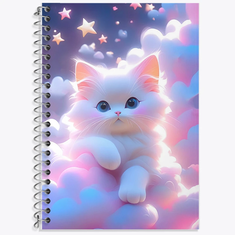 دفتر زبان 50 برگ خندالو مدل سه خط طرح گربه کیوت کد F6789