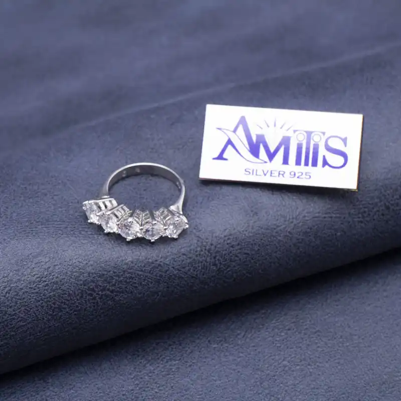 انگشتر نقره زنانه آمیتیس مدل پنج تخمه AMT-R164