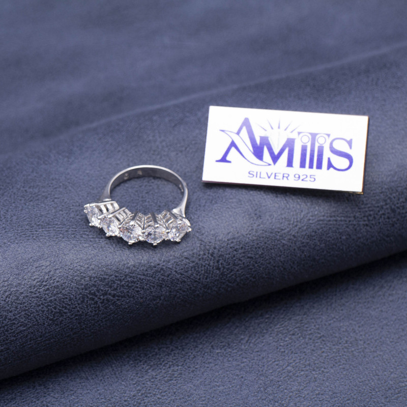 انگشتر نقره زنانه آمیتیس مدل پنج تخمه AMT-R164
