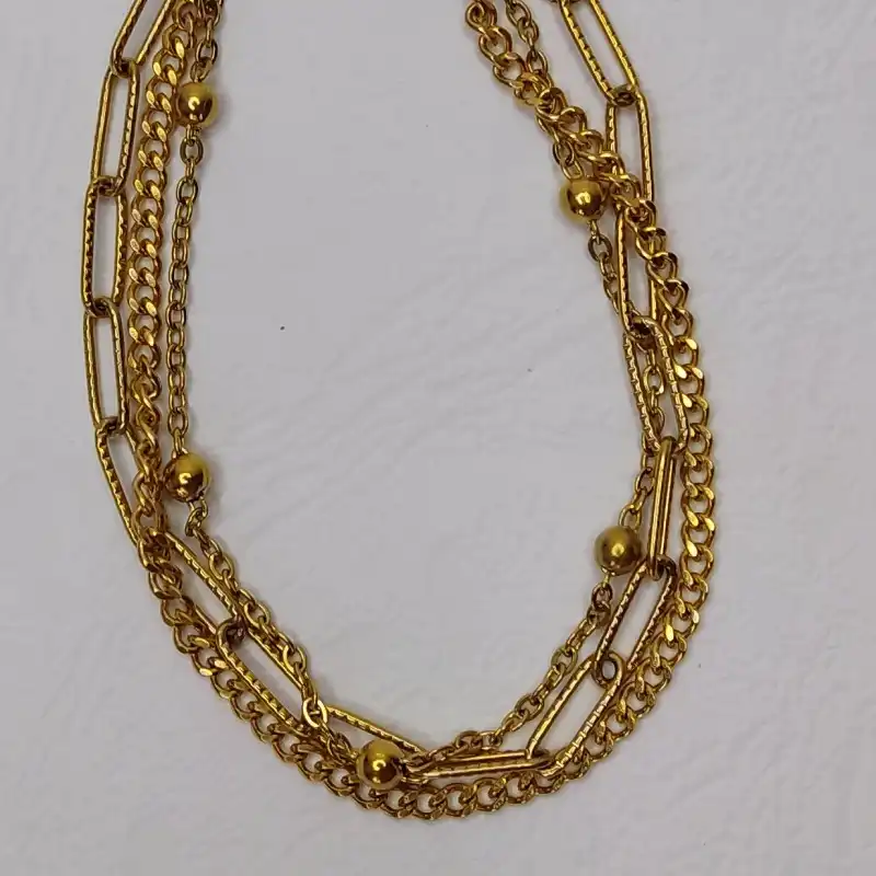 دستبند زنانه مدل 3 لاین زنجیری