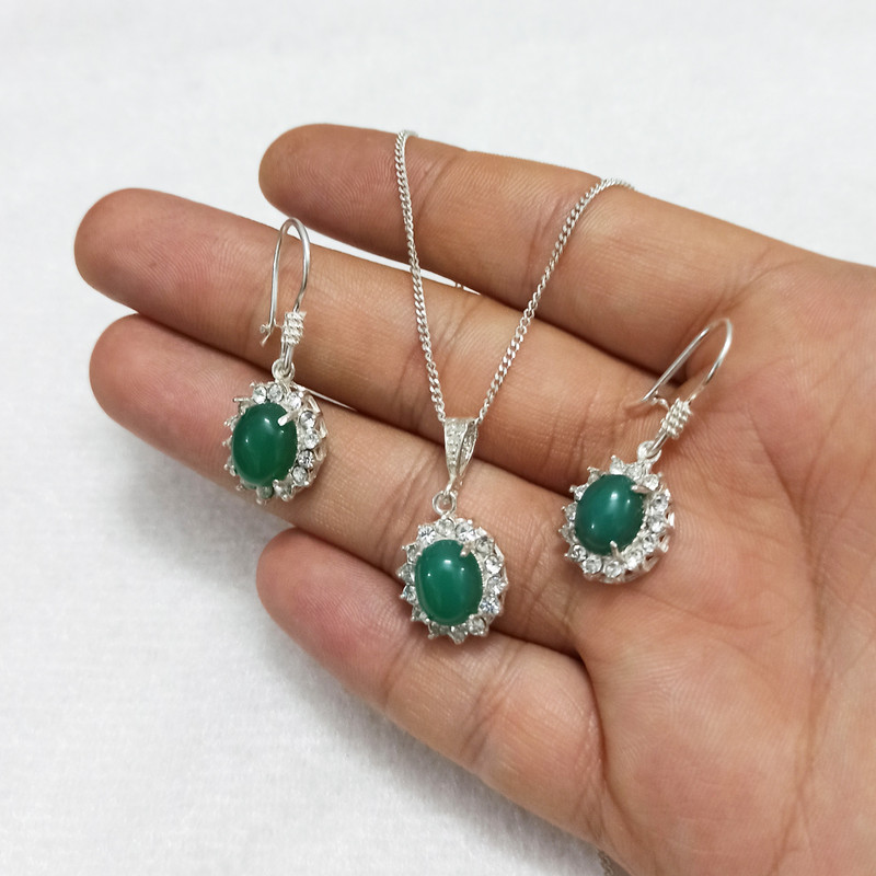 نیم ست نقره زنانه سلین کالا مدل عقیق ce-setaqigr3