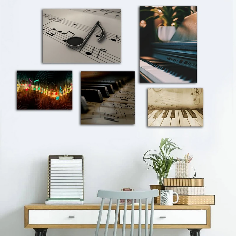 تابلو شاسی بکلیت طرح ساز موسیقی ویولن و نت موسیقی مدل SH-912 مجموعه 5 عددی