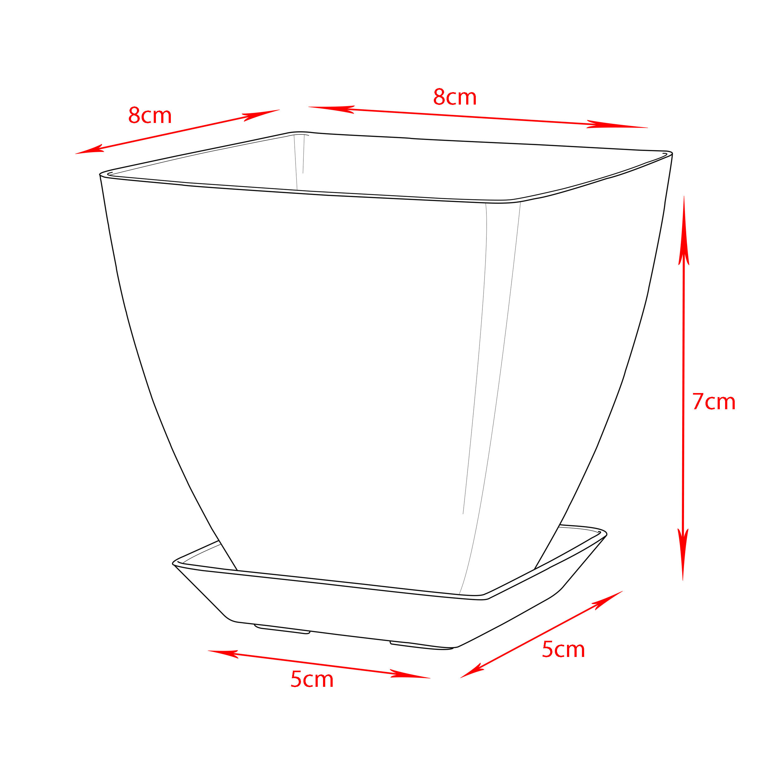 گلدان گل آذین مدل پلاستیکی مربع کد A2 مجموعه 7عددی