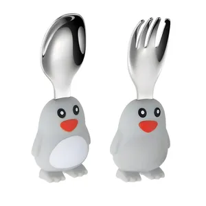 قاشق و چنگال کودک مدل penguin 