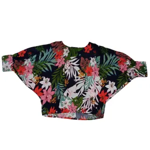 بلوز زنانه مدل هاوایی استین پفکی سه دکمه 