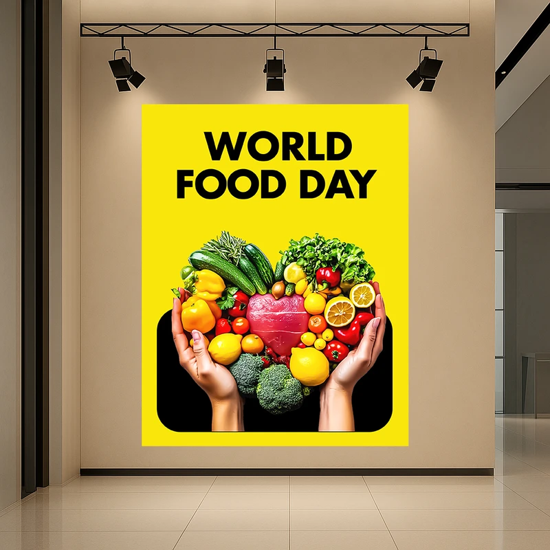 پوستر پارچه ای طرح مخمل روز جهانی غذا مدل سلامتی کد AR3059454