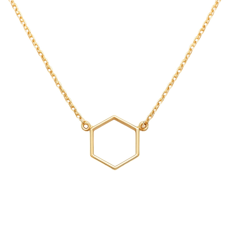 گردنبند طلا 18 عیار زنانه با زنجیر بافت نوا گلد مدل 6 ضلعی