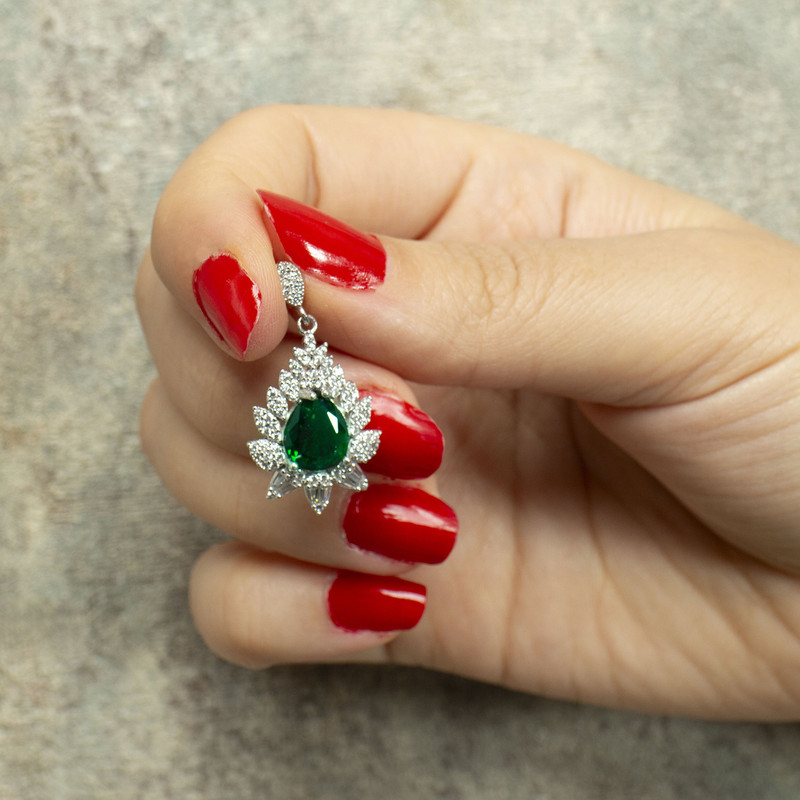 گردنبند نقره زنانه مدل زمرد AMT-M144