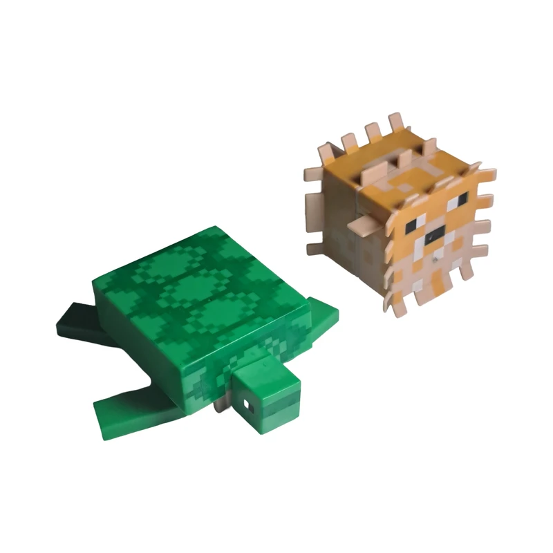 اکشن فیگور مدل ماینکرافت طرح لاک‌پشت و بابل فیش مجموعه ۲ عددی