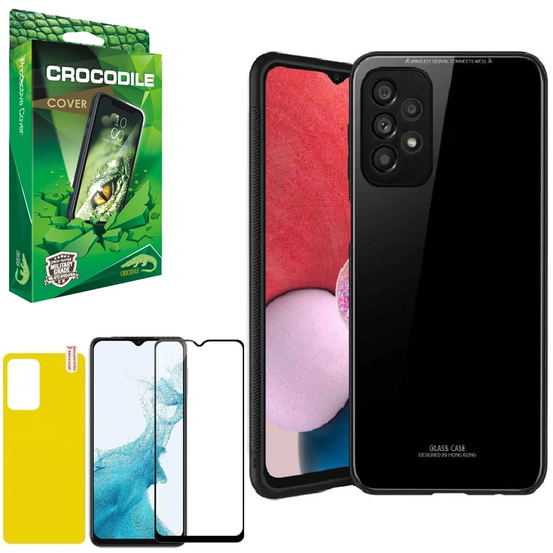 کاور کروکودیل مدل C-PSHT-GLS مناسب برای گوشی موبایل سامسونگ Galaxy A13 4G به همراه محافظ صفحه نمایش گوشی و محافظ پشت گوشی