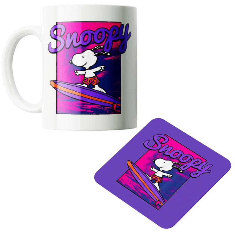 ماگ پاد آفرین مدل کارتونی اسنوپی کد PZ047 به همراه زیرلیوانی