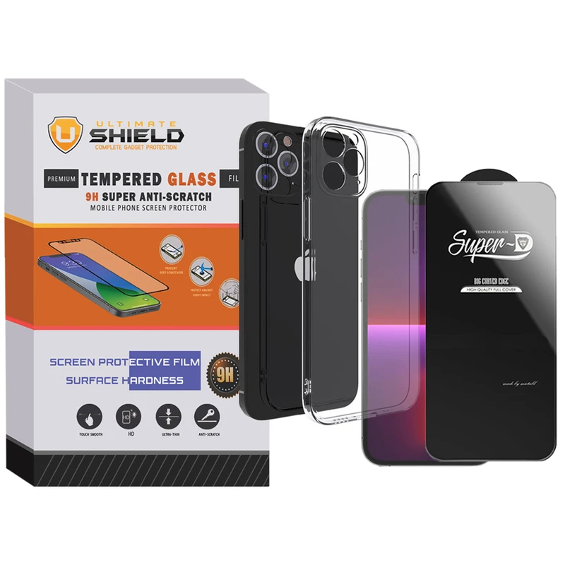  کاور آلتیمیت شیلد مدل SuperD-Clear مناسب برای گوشی موبایل اپل iPhone 12 Pro Max به همراه محافظ صفحه نمایش
