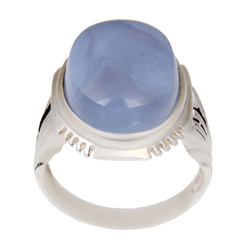 انگشتر نقره مردانه بازرگانی میلادی مدل سنگ عقیق کبود کد AM_2320