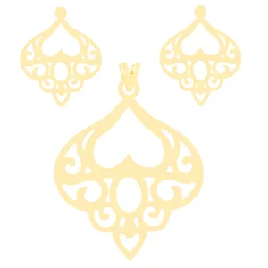 نیم ست طلا 18 عیار زنانه کرابو طرح نقش اسلیمی مدل Kr8019