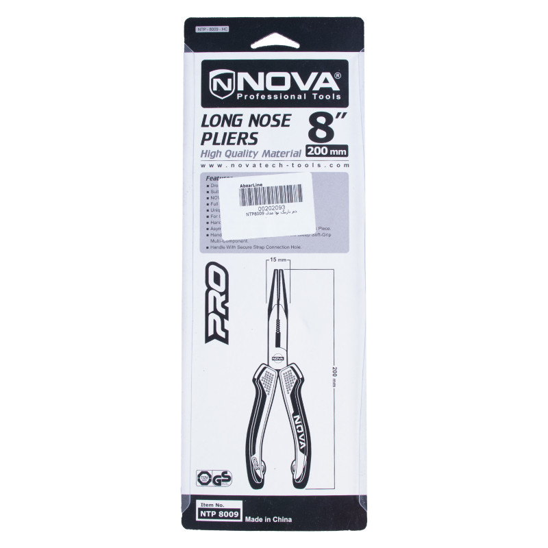 انبر دم باریک نووا مدل ntp-8009 سایز 8 اینچ