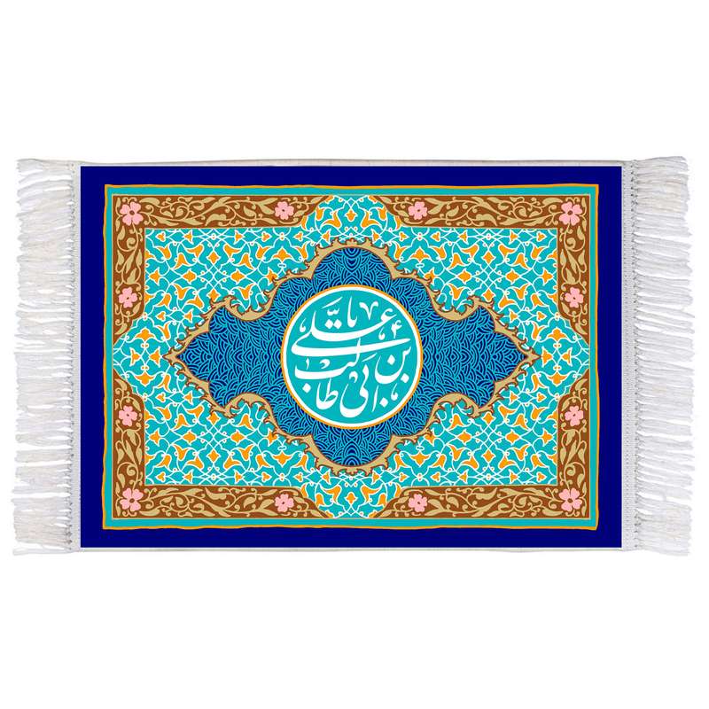 فرش ماشینی دیوارکوب اطلس آبی مدل علی بن ابی طالب کد T3832 