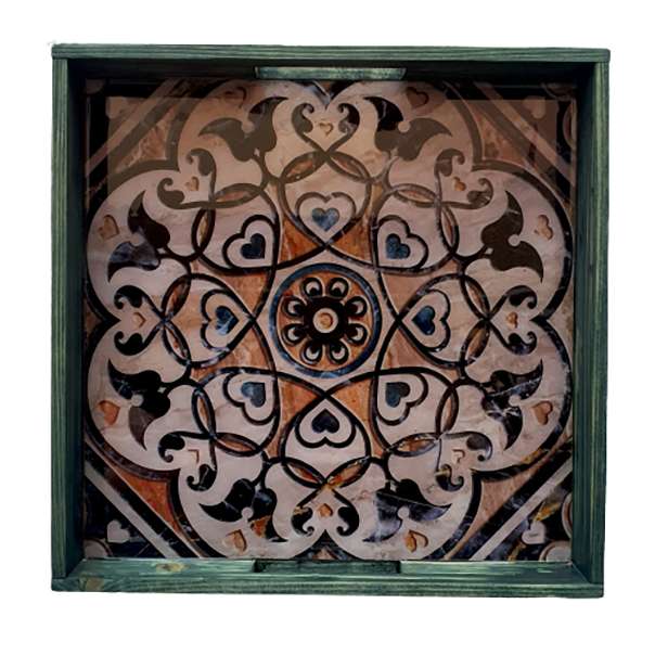 سینی چوبی مدل نقوش هندسی ایرانی