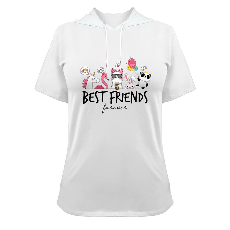 تی شرت کلاه دار آستین کوتاه زنانه مدل G140209239 رنگ سفید