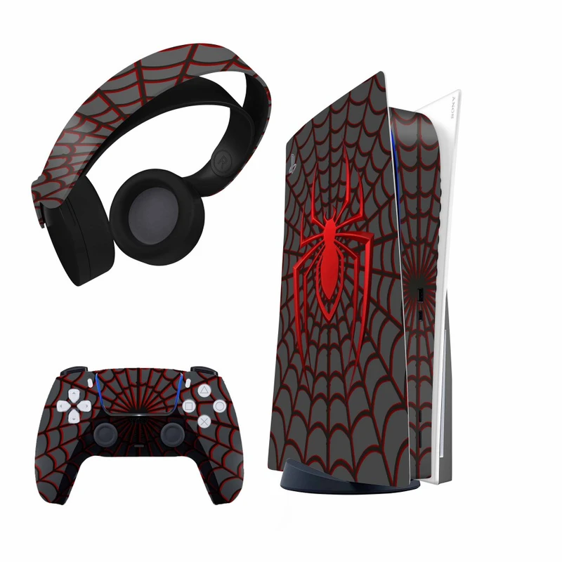 برچسب کنسول و دسته بازی و هدفون PS5 مدل Spider man