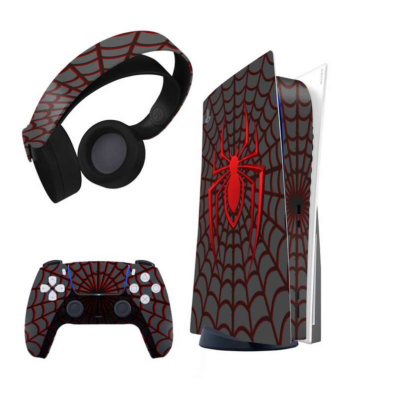 برچسب کنسول و دسته بازی و هدفون PS5 مدل Spider man
