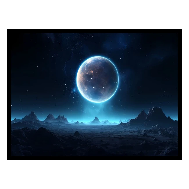 تابلو نوری بکلیت طرح هنری مدرن فضا و کهکشان سیاره و ستاره مدل B-bu6562 فریم مشکی