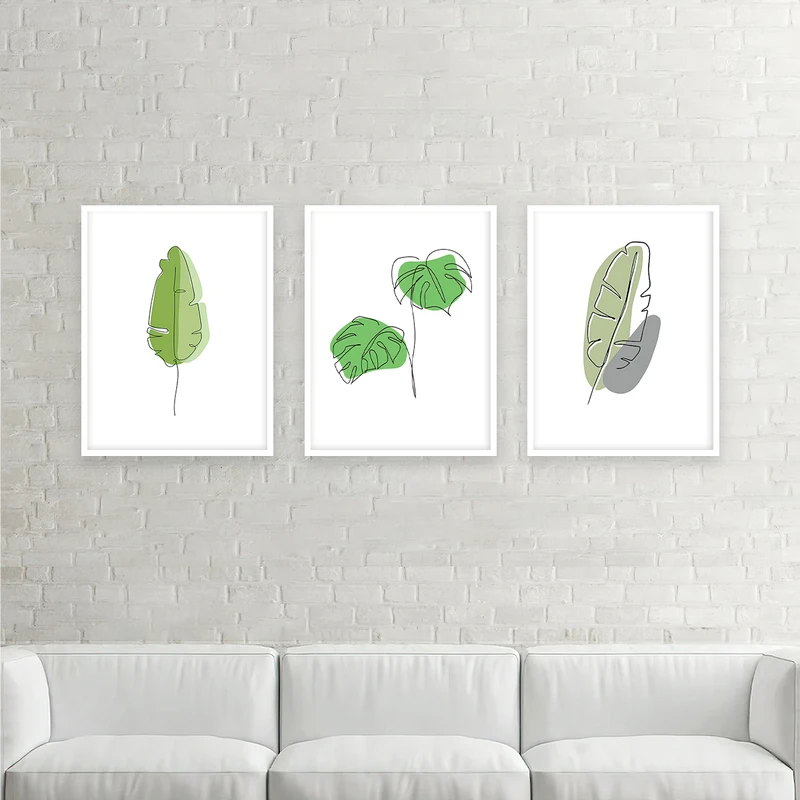 تابلو بکلیت طرح مینیمال برگ انجیری مدل W-636 مجموعه 3 عددی