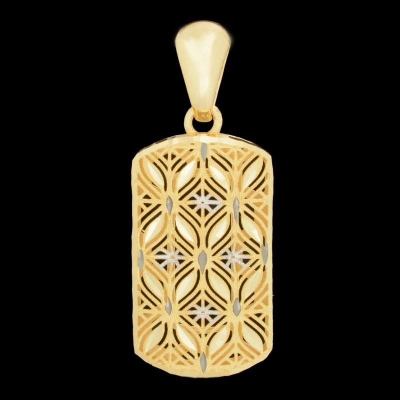 آویز گردنبند طلا 18 عیار زنانه وی وی گلد گالری مدل مستطیلی تراش دار کد 6615