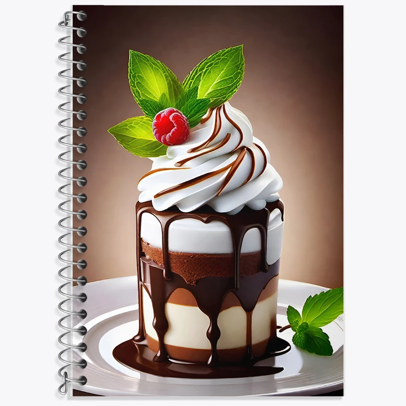 دفتر زبان 50 برگ خندالو مدل سه خط طرح کیک شکلاتی کد F5928