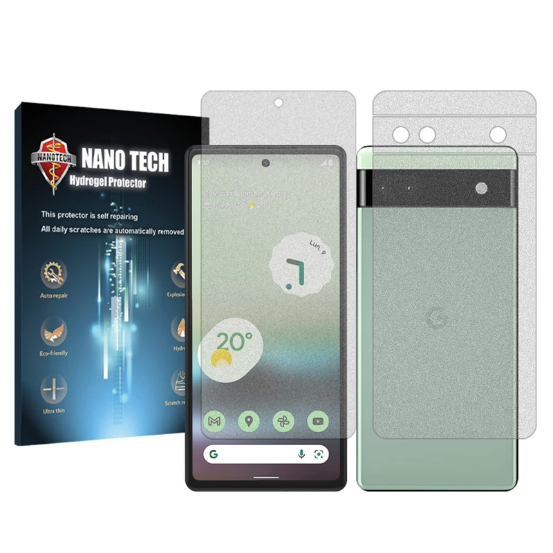 محافظ صفحه نمایش مات نانو تک مدل Tough مناسب برای گوشی موبایل گوگل Pixel 6a به همراه محافظ پشت گوشی