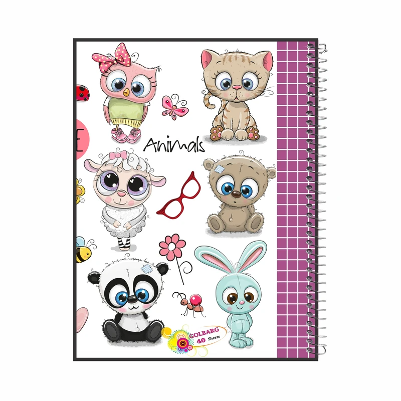 دفتر شطرنجی 40 برگ گلبرگ طرح حیوانات کد 4416