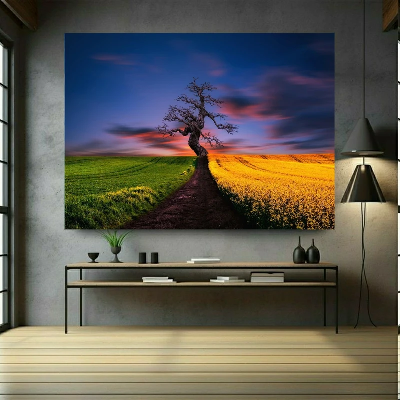 تابلو بوم طرح غروب دشت کد BK1540